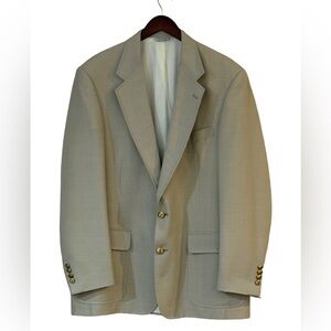 Hunter Haig Vintage Men’s 46R USA Tailored Blazer Khaki Gold Crest Buttons